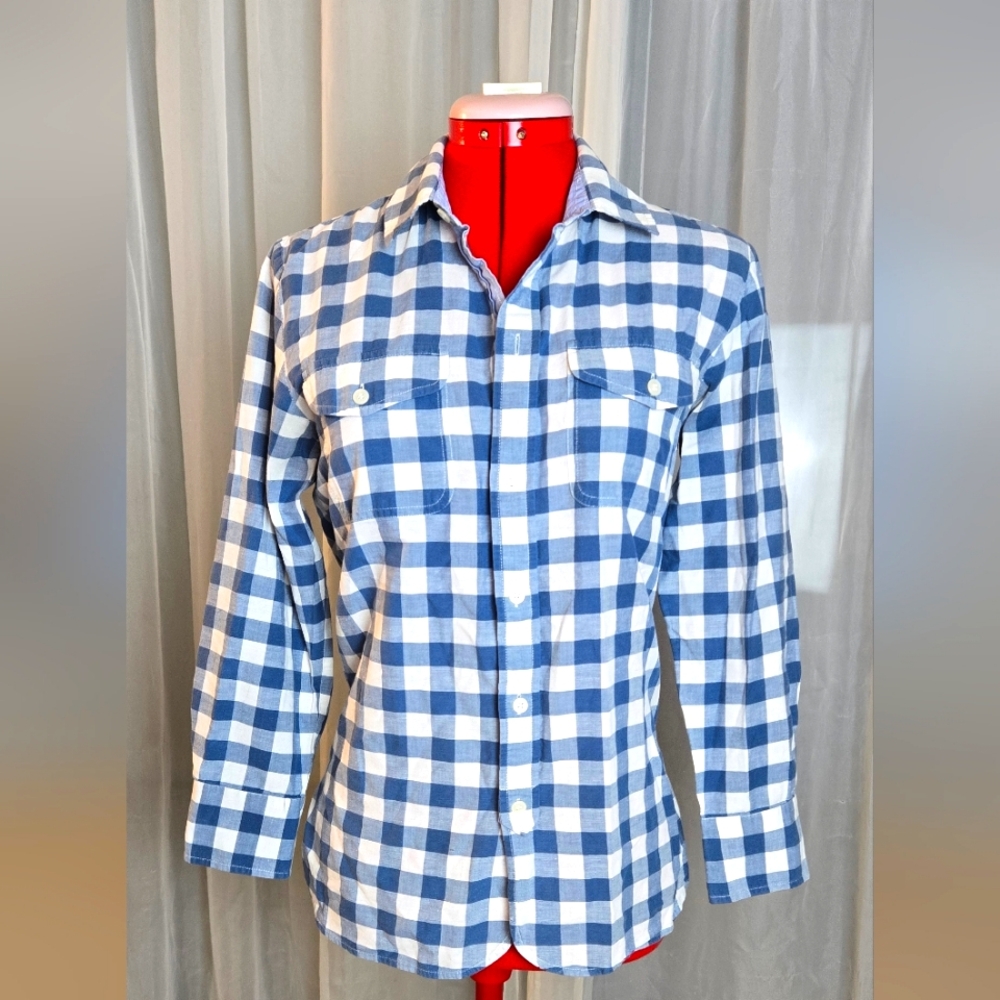 Madewell | Medium | Blue & White Button Down Longsleeve Gingham Print Shirt